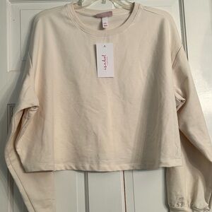 Isabel Maternity by Ingrid & Isabel Cropped Crewneck Sweatshirt - Cream xxl nwt